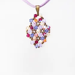 Pendant 30cm - Terence Rhombus S-Mauve Suedine - Pendant 30cm - Laiton bronze